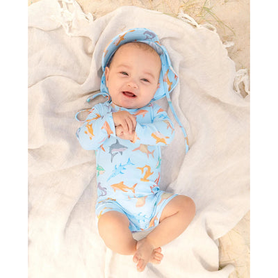 Baby Boys Swim LS Onesie Sharky