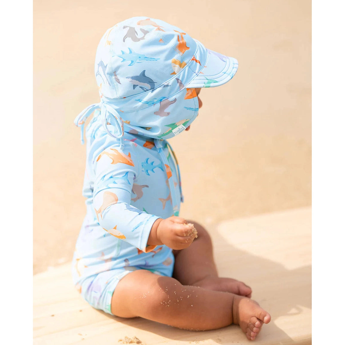 Baby Boys Swim LS Onesie Sharky