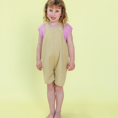 Organic Everyday Twill Short Overalls Mustard