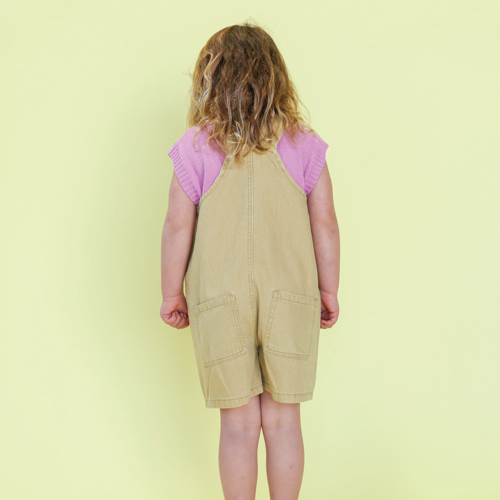 Organic Everyday Twill Short Overalls Mustard