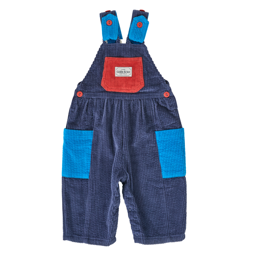 Boys Sammy Corduroy Colour Block Overalls