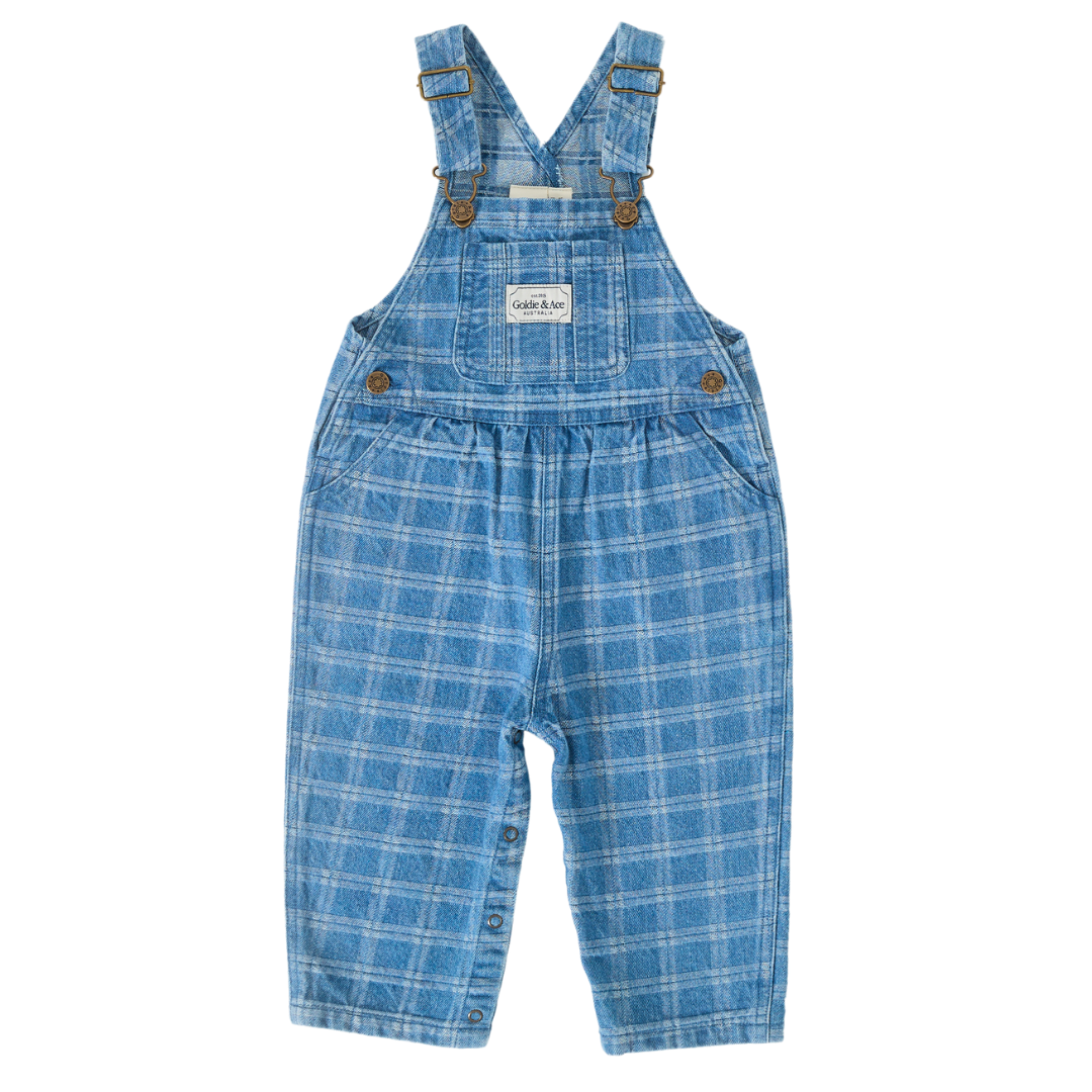 Boys Austin Denim Check Overalls