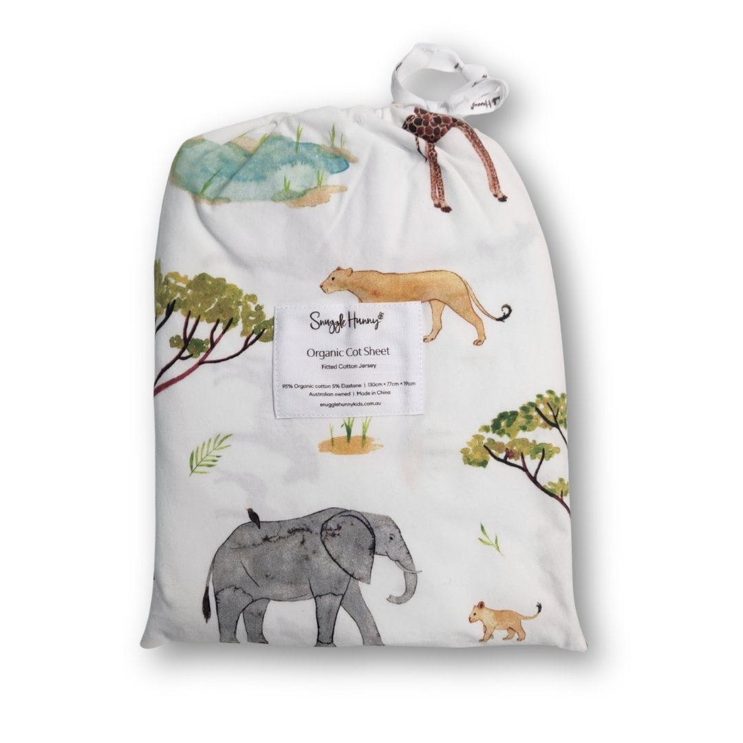 Fitted Cot Sheet Safari