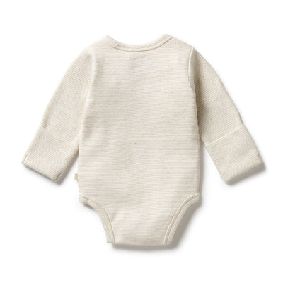 Baby Rib Kimono Bodysuit Stripe Oatmeal