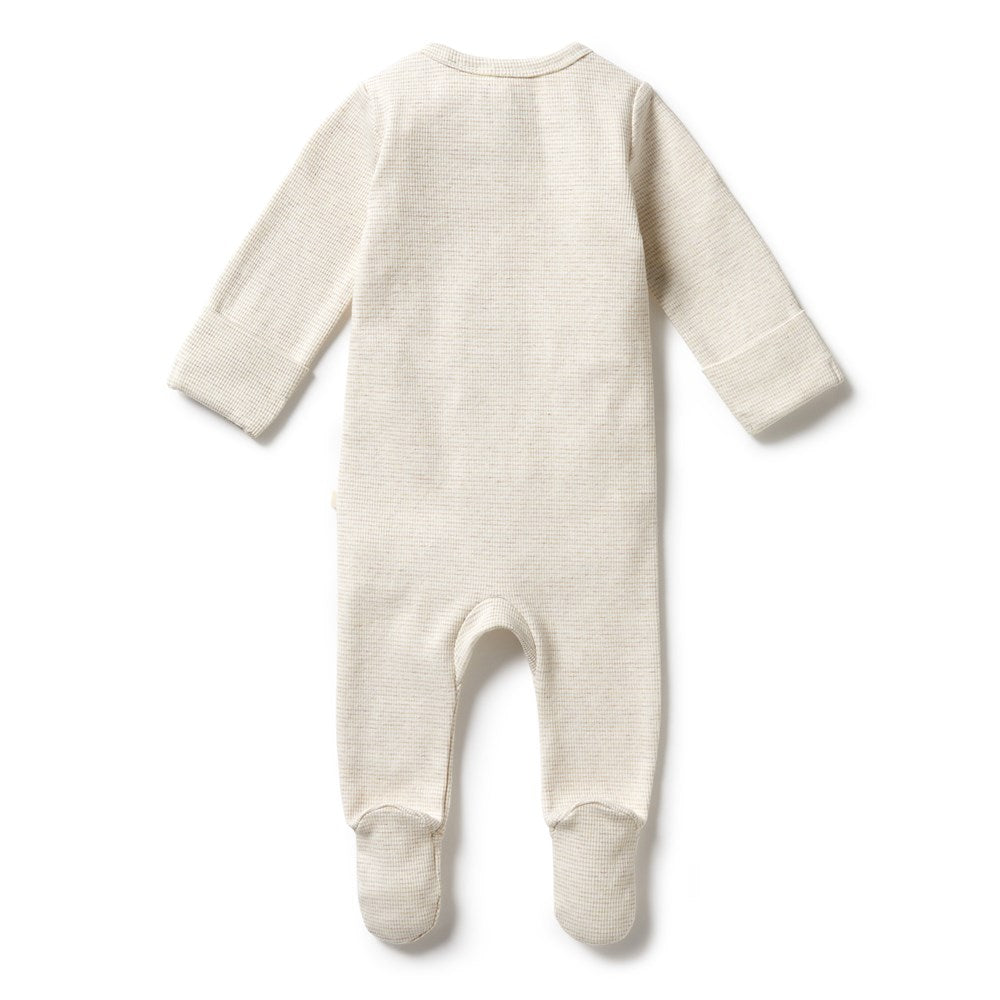 Baby Rib Zipsuit Stripe Oatmeal