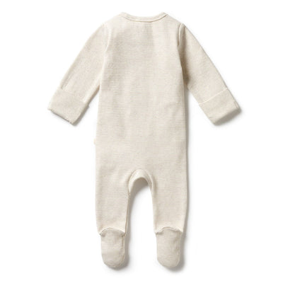 Baby Rib Zipsuit Stripe Oatmeal