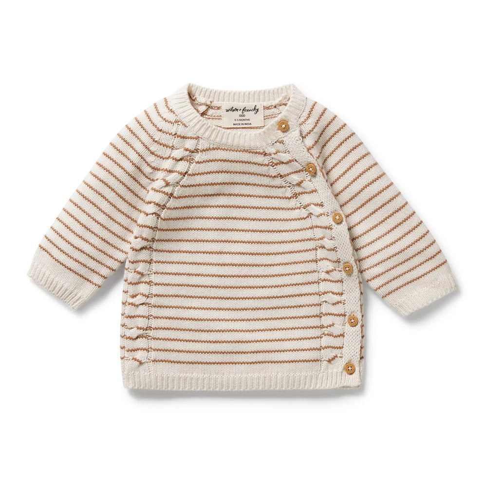 Baby Kimono Cardigan Cinnamon Stripe