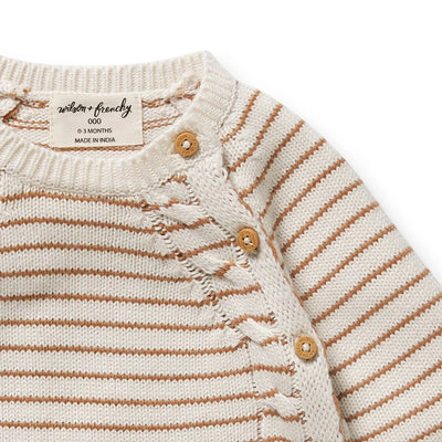 Baby Kimono Cardigan Cinnamon Stripe