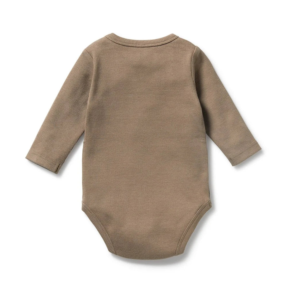Baby Boys Rib Bodysuit Walnut