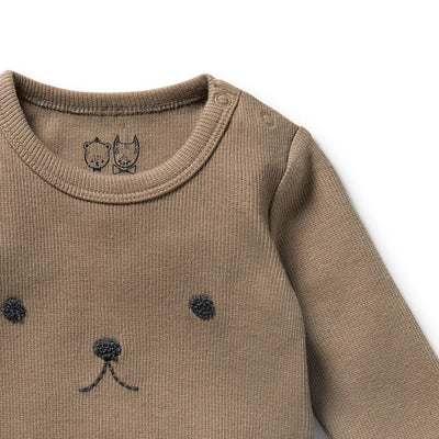 Baby Boys Rib Bodysuit Walnut