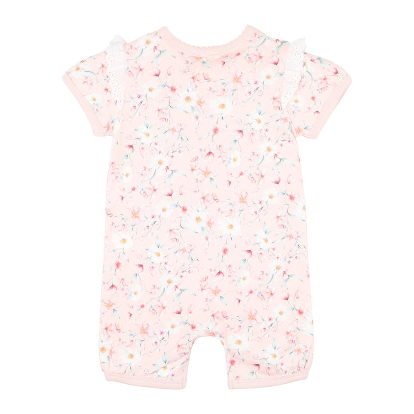 Bebe Baby Girls Zoe Print SS Zip Romper