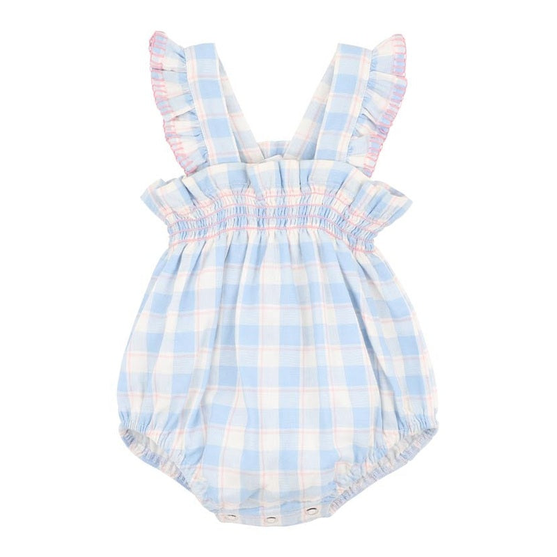 Bebe Baby Girls Bonnie Check Organic Romper