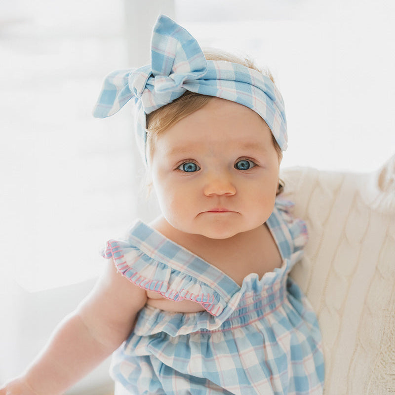 Bebe Baby Girls Bonnie Check Organic Romper