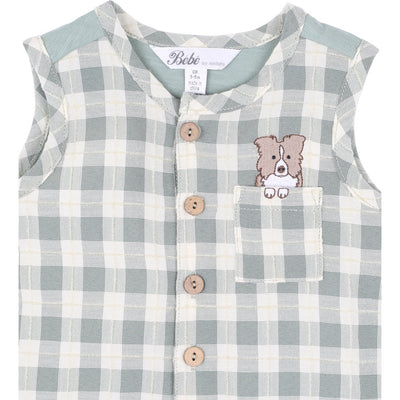 Bebe Boys Chester Embroidered Check Romper