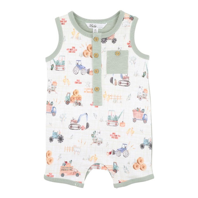 Bebe Baby Boys Clayton Print Sheep Romper