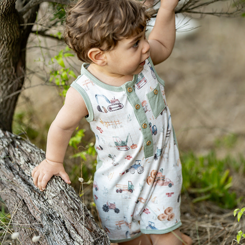 Bebe Baby Boys Clayton Print Sheep Romper