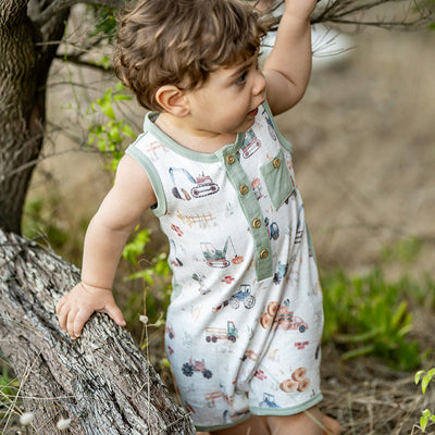 Bebe Baby Boys Clayton Print Sheep Romper