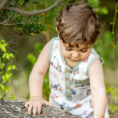 Bebe Baby Boys Clayton Print Sheep Romper