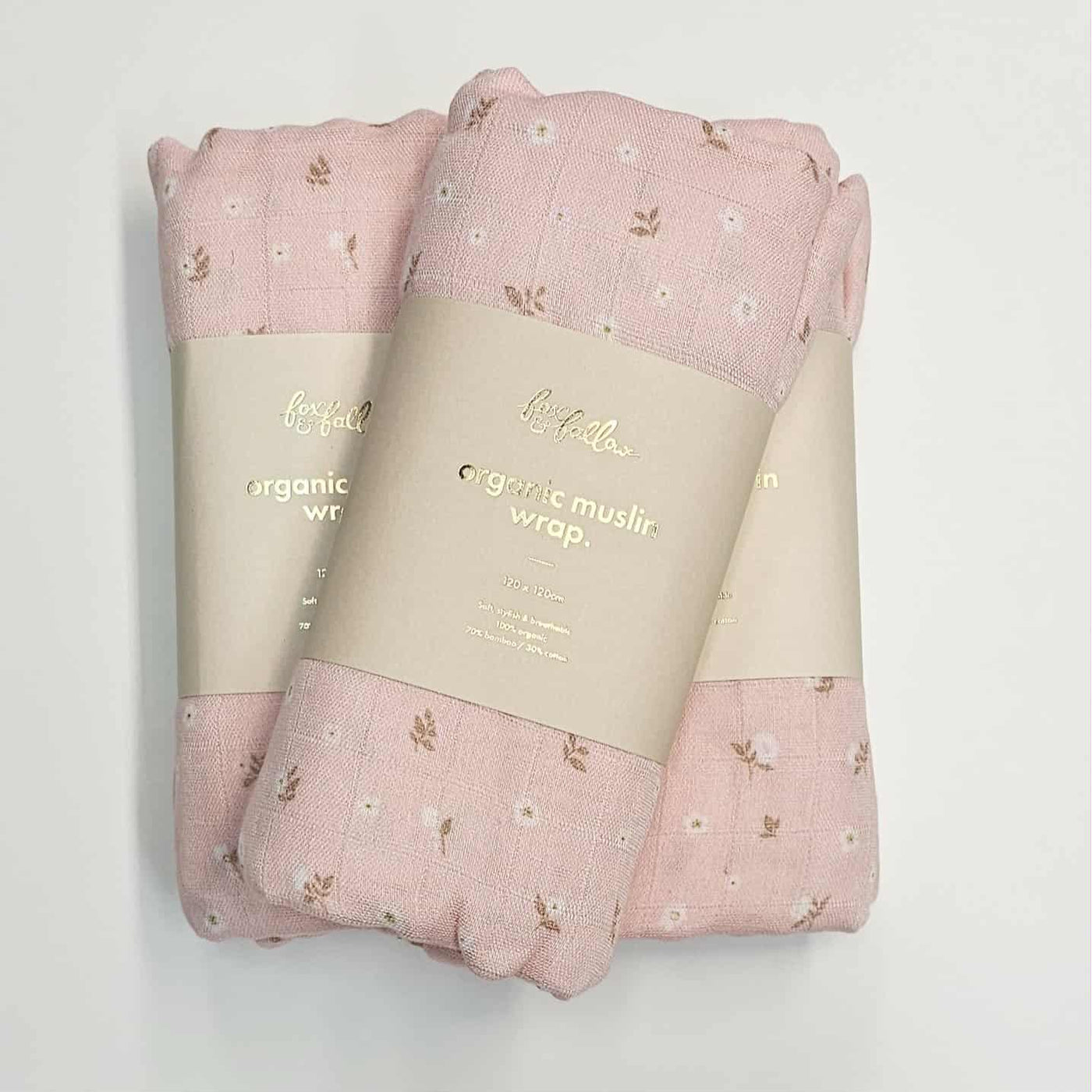 Baby Organic Muslin Wrap Dusty Roses