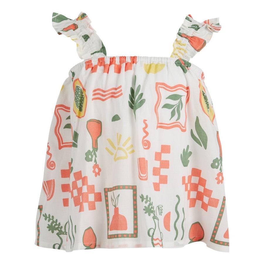 Girls Isla Frill Print Top - Kids