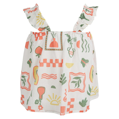 Girls Isla Frill Print Top - Kids