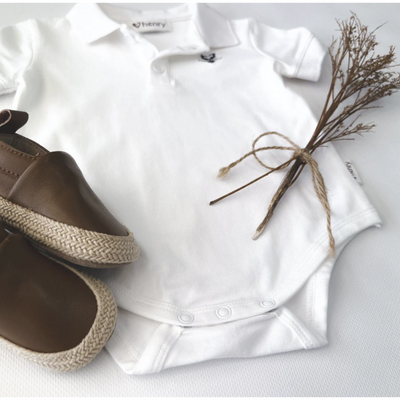 Baby Boys Polo Romper - White