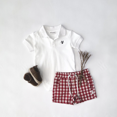 Baby Boys Polo Romper - White