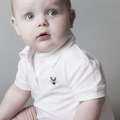 Baby Boys Polo Romper - White