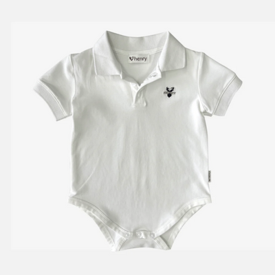 Baby Boys Polo Romper - White