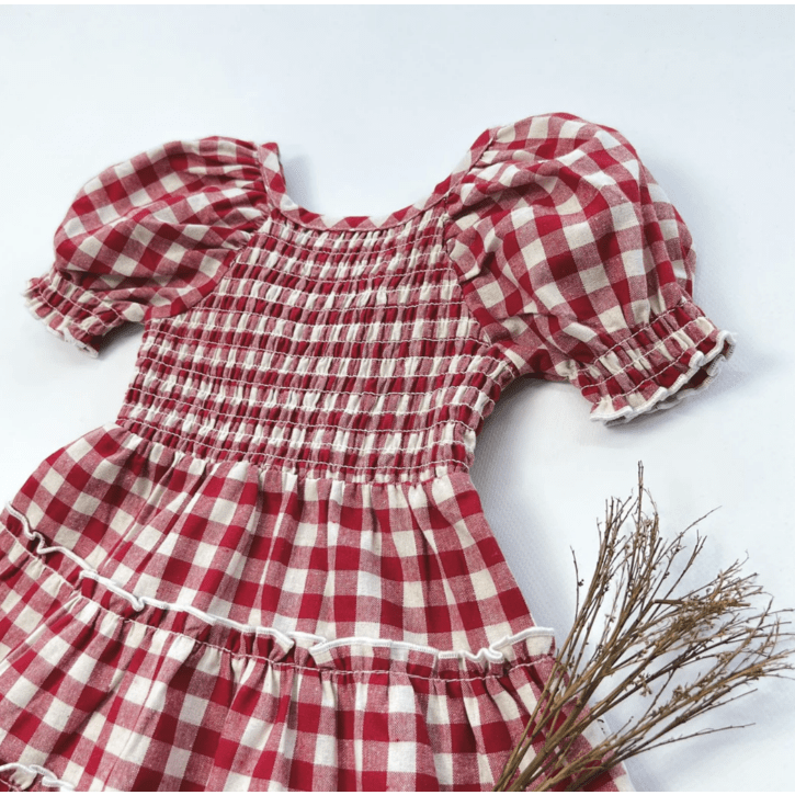 Baby Girls Daisy Dress - Red Check