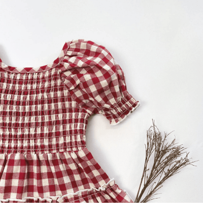 Baby Girls Daisy Dress - Red Check