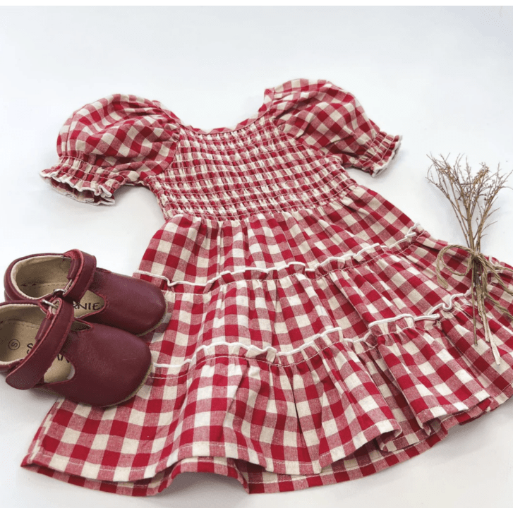 Baby Girls Daisy Dress - Red Check