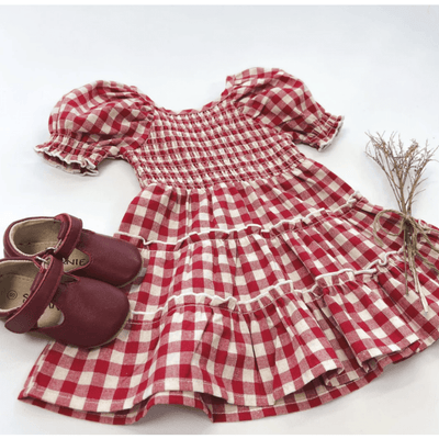 Baby Girls Daisy Dress - Red Check