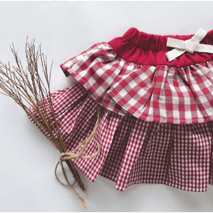 Baby Girls Frilly Pilcher Skirt - Red Checks