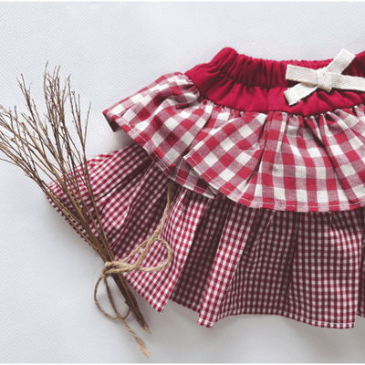 Baby Girls Frilly Pilcher Skirt - Red Checks