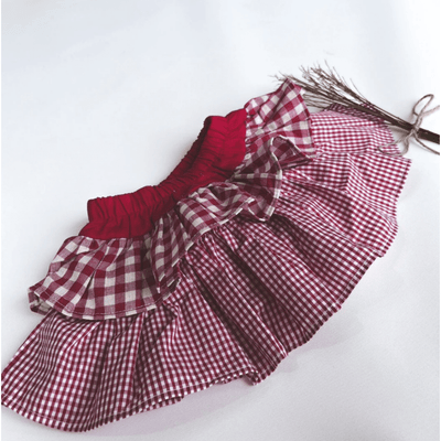 Baby Girls Frilly Pilcher Skirt - Red Checks