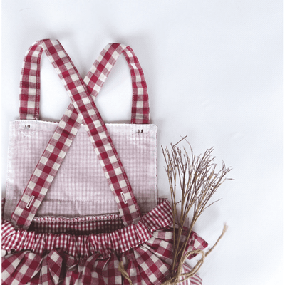 Baby Girls Frilly Playsuit - Red Checks