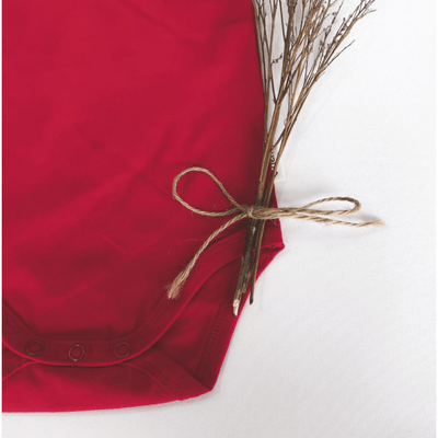 Baby Girls Knit Romper - Check Sleeve Red