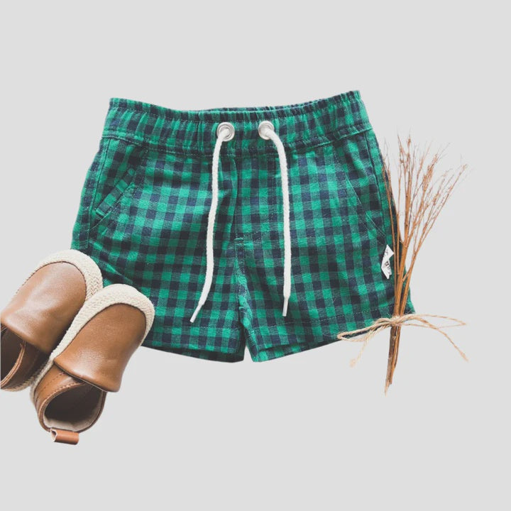 Baby Boys Sonny Short - Green Navy Check