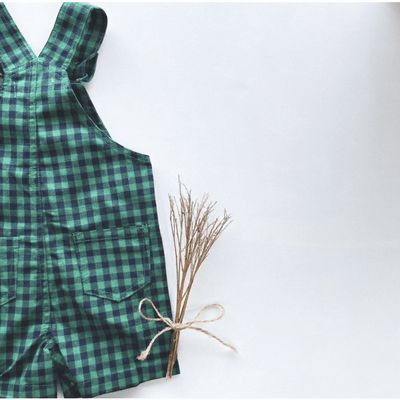 Baby Boys Roy Dungaree - Green Navy Check