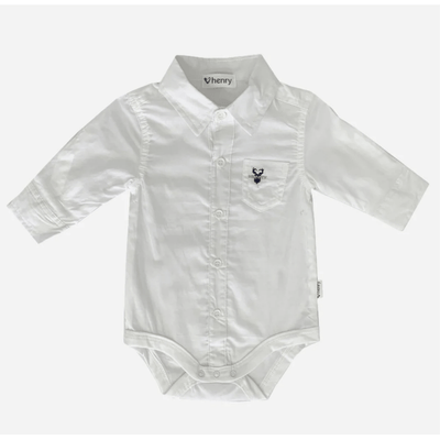 Baby Boys Dress Shirt Romper - White