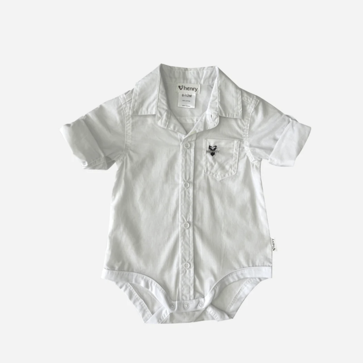 Baby Boys Dress Shirt Romper - White
