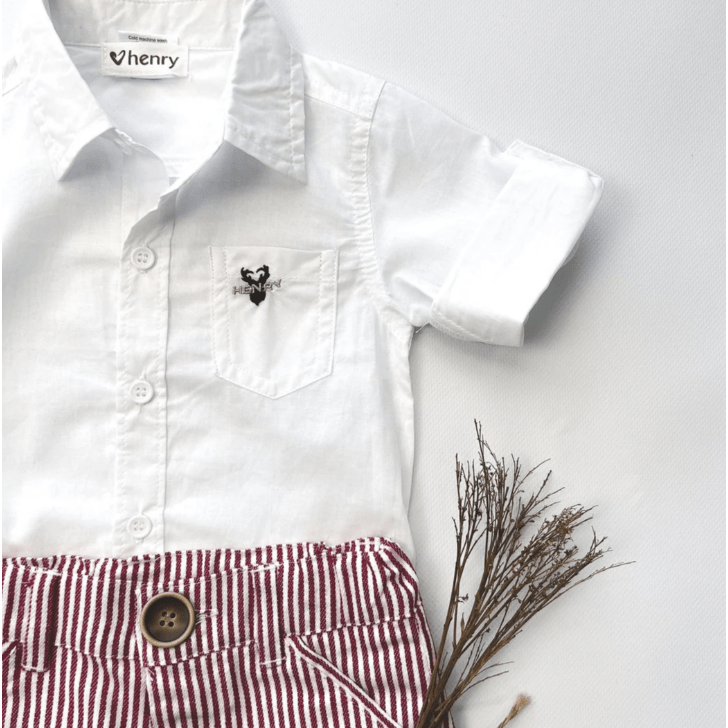 Baby Boys Dress Shirt Romper - White