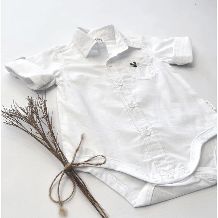 Baby Boys Dress Shirt Romper - White