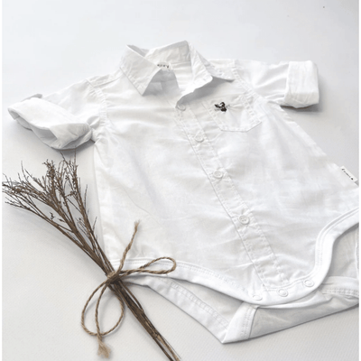 Baby Boys Dress Shirt Romper - White