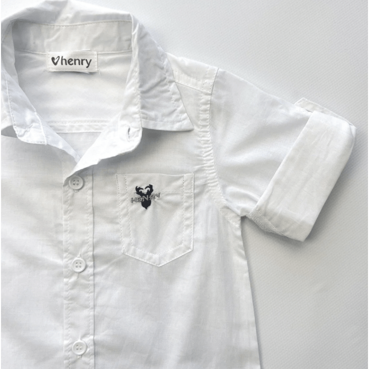 Baby Boys Dress Shirt Romper - White