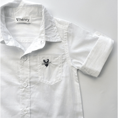 Baby Boys Dress Shirt Romper - White