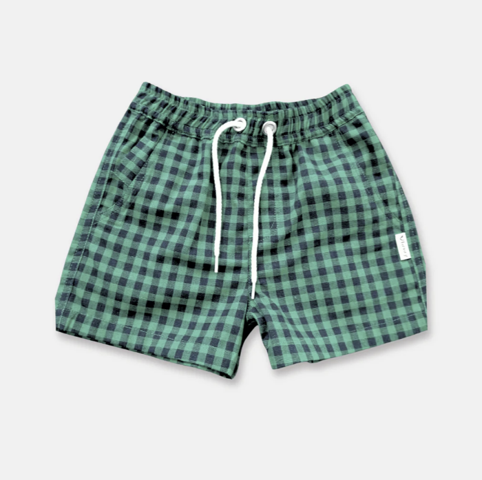 Boys Sonny Shorts - Green Navy Check