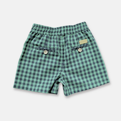 Boys Sonny Shorts - Green Navy Check