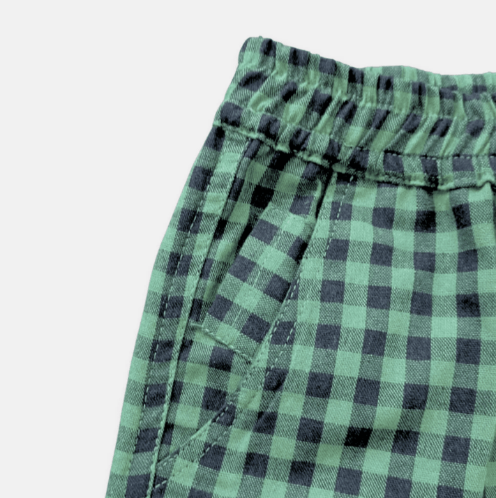 Boys Sonny Shorts - Green Navy Check